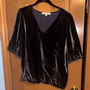 LOFT Black Velvet Blouse